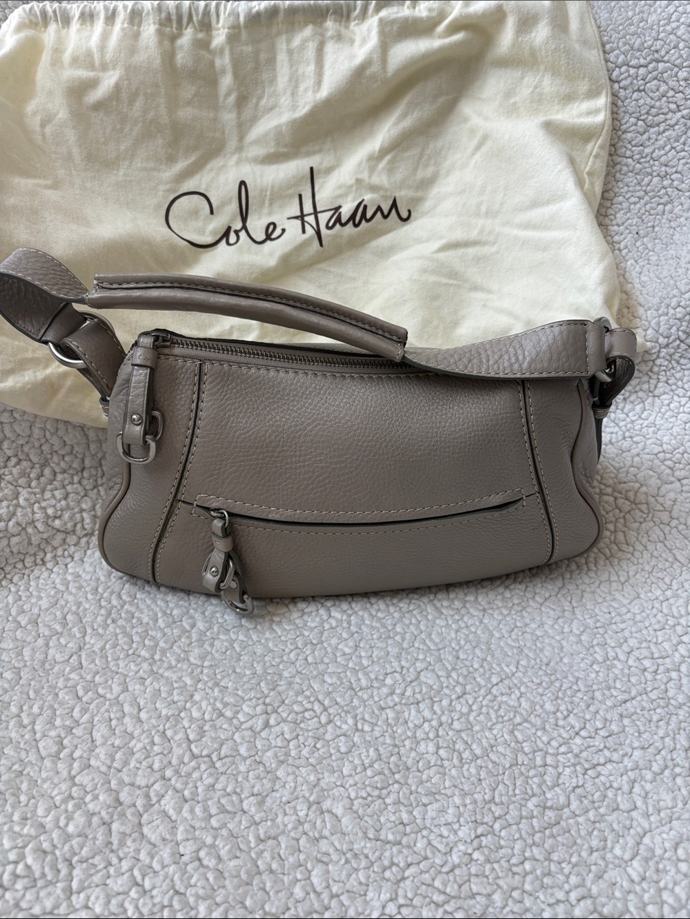 Cole Haan Pebbled Leather Shoulder Bag in Taupe